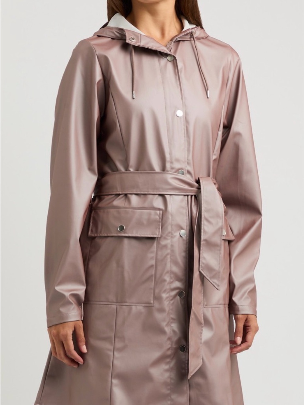 Rains Mauve Hooded Belted Trench Coat